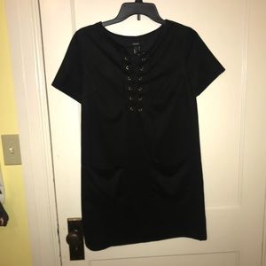 Suede Tie Up Mini Dress